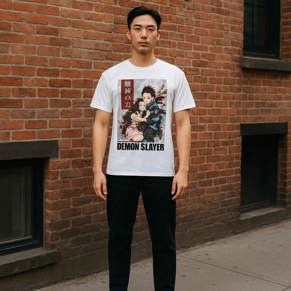Demon Slayer Anime Graphic Print Crew‎ Neck Short Sleeve T-Shirt XL